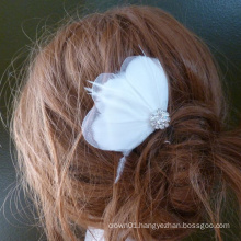 White And Black Feather Clip, feather accessory, white feather fascinator